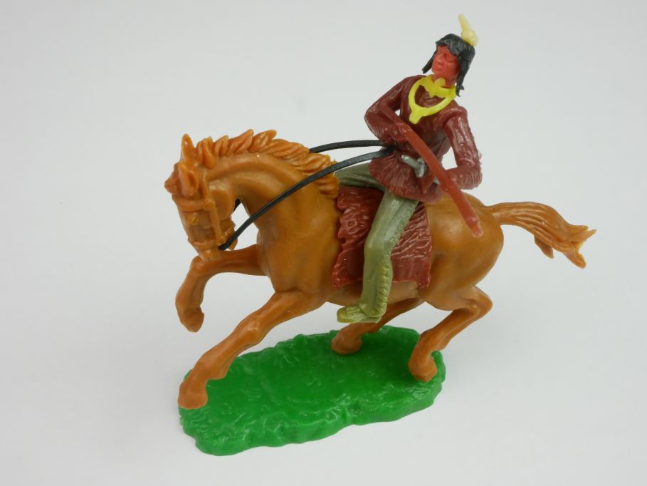 Elastolin Hausser Steckfiguren Indianer Reiter Unterteil oliv-grau selten 120128