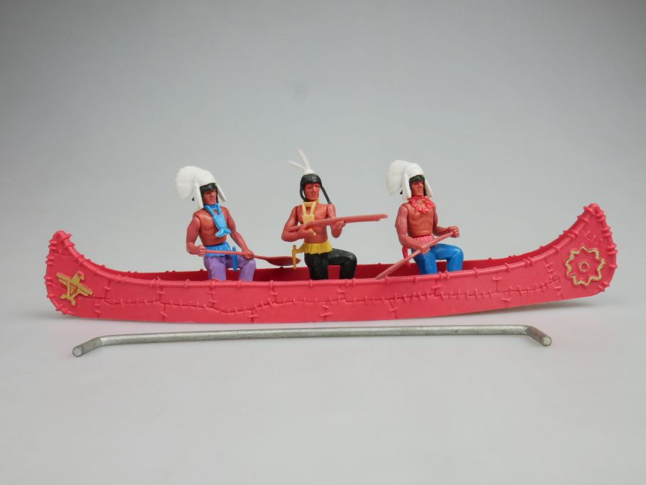 Plasty Billy Western Steckfiguren Indianer Kanu rot mit Bügel Figuren 120302