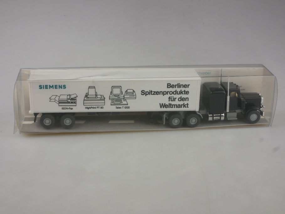 Wiking 1/87 Peterbilt 40 ft-Container Sattelzug LKW Truck Siemens H0 +Box 118569