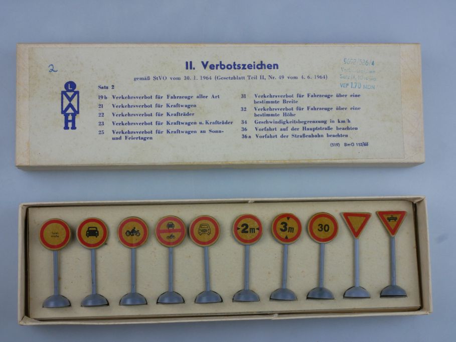 HERR KG 1/87 H0 II Verbotszeichen 10 Verkehrszeichen 1964 DDR VEB + Box 118625