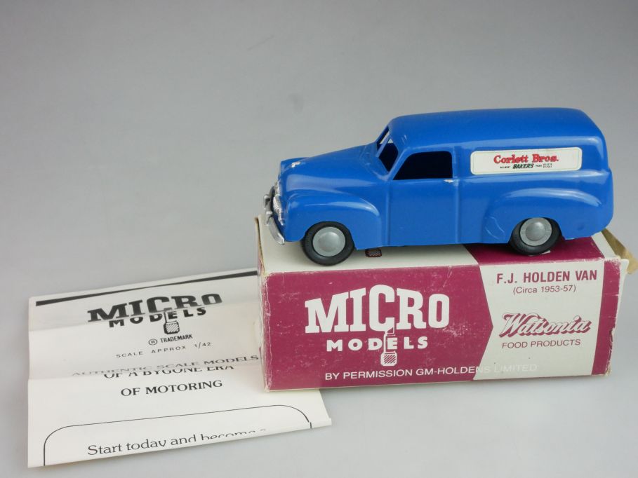 Micro Models Plastik 1/43 FJ Holden Van Corlett Bakers Australien + Box 121005