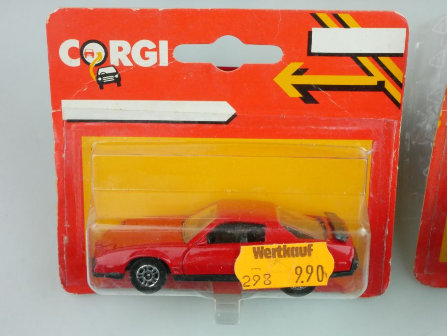 4x Corgi Fiat XI/9 + Coca Cola Van + Pontiac Firebird + Jeep im Blister 122130