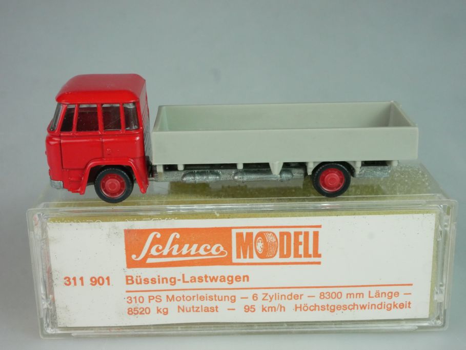 Schuco 1/66 311901 Hegi Büssing Lastwagen rot + Box 123250