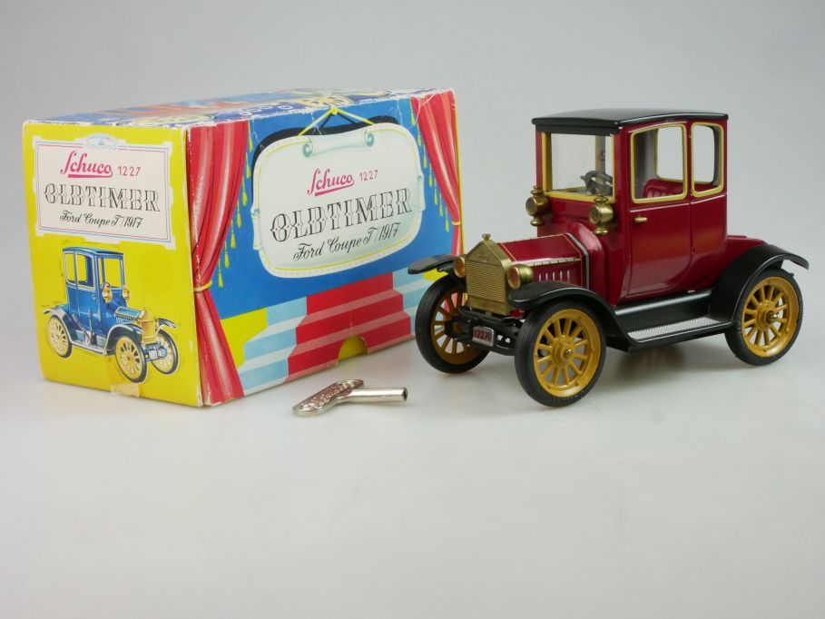 Schuco Blech 1227 Ford Coupe T 1917 windup Oldtimer 16cm tin toy + Box 123349
