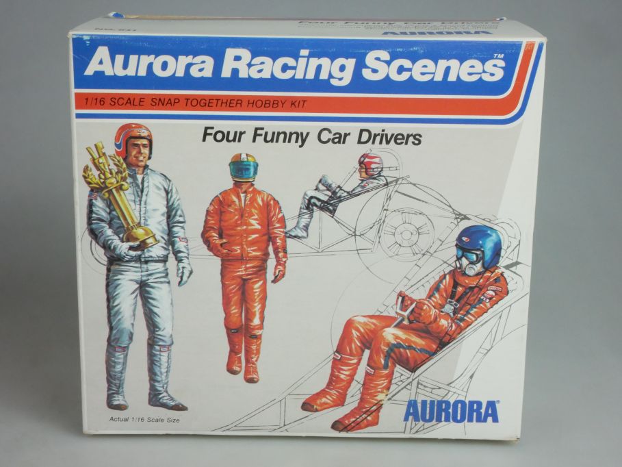 AURORA 841 1/16 Racing Scenes Four Funny Car Drivers Bausatz Kit Box 124267