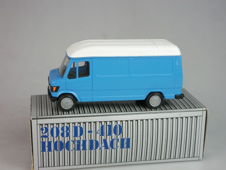 Conrad 1/50 1604 Mercedes 208D-410 Hochdach blau weiß + Box 124694