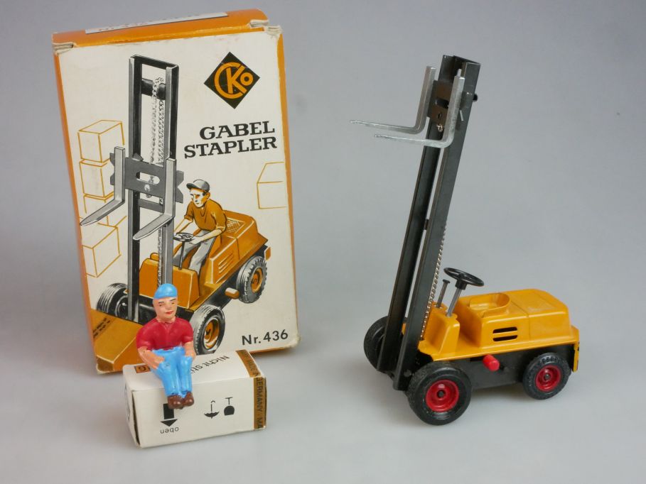 CKO Kellerman 436 Gabelstapler mit Fahrer Blech tin toy + Box 124957