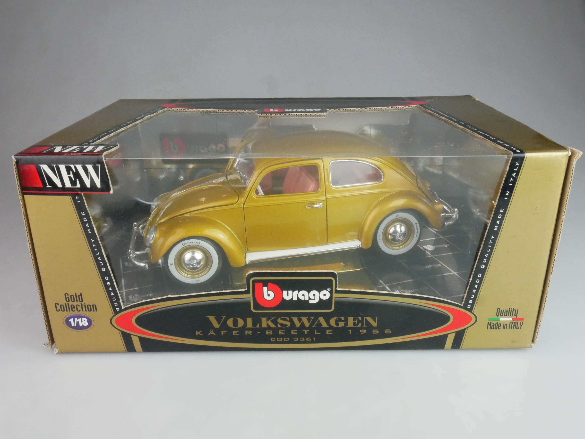 Bburago 1/18 Volkswagen VW Käfer Beetle 1955 Gold Collection 3361 + Box 125647