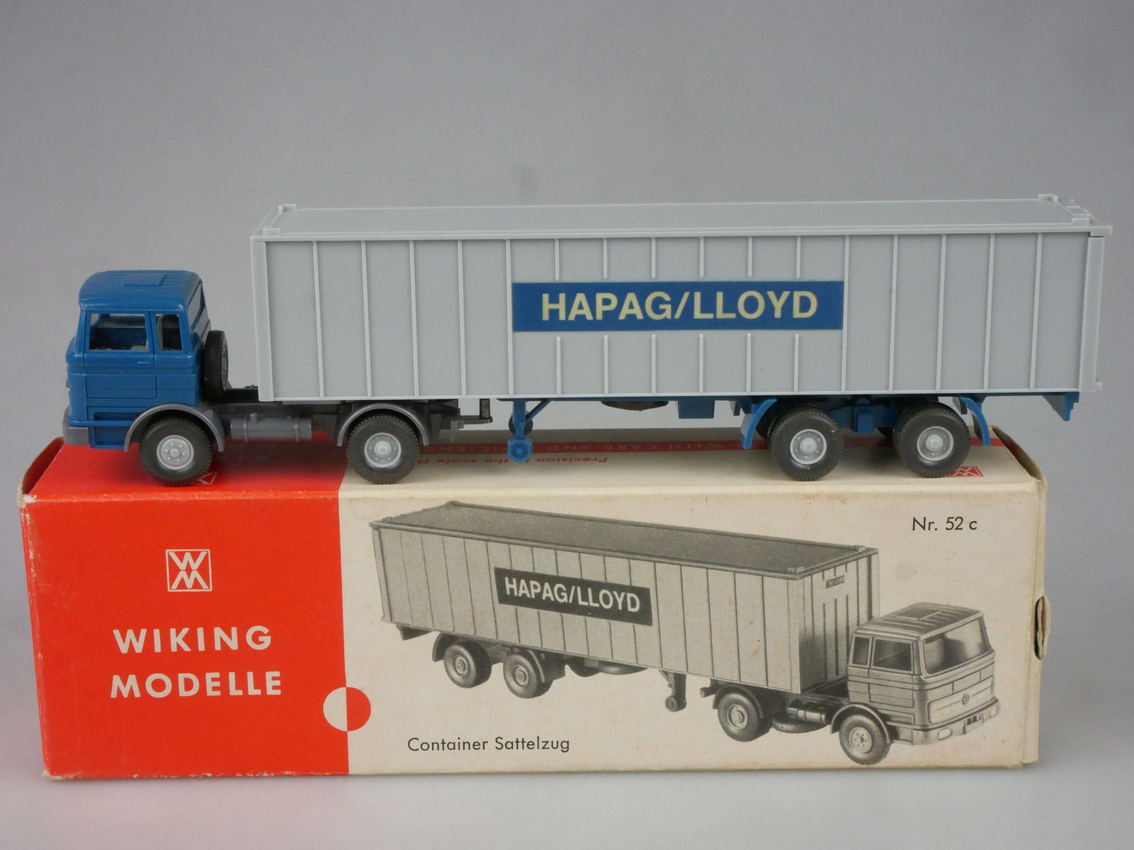 Wiking H0 52c MB 1620 Mercedes Container Sattelzug HAPAG/LLOYD 856/1 Box 126311