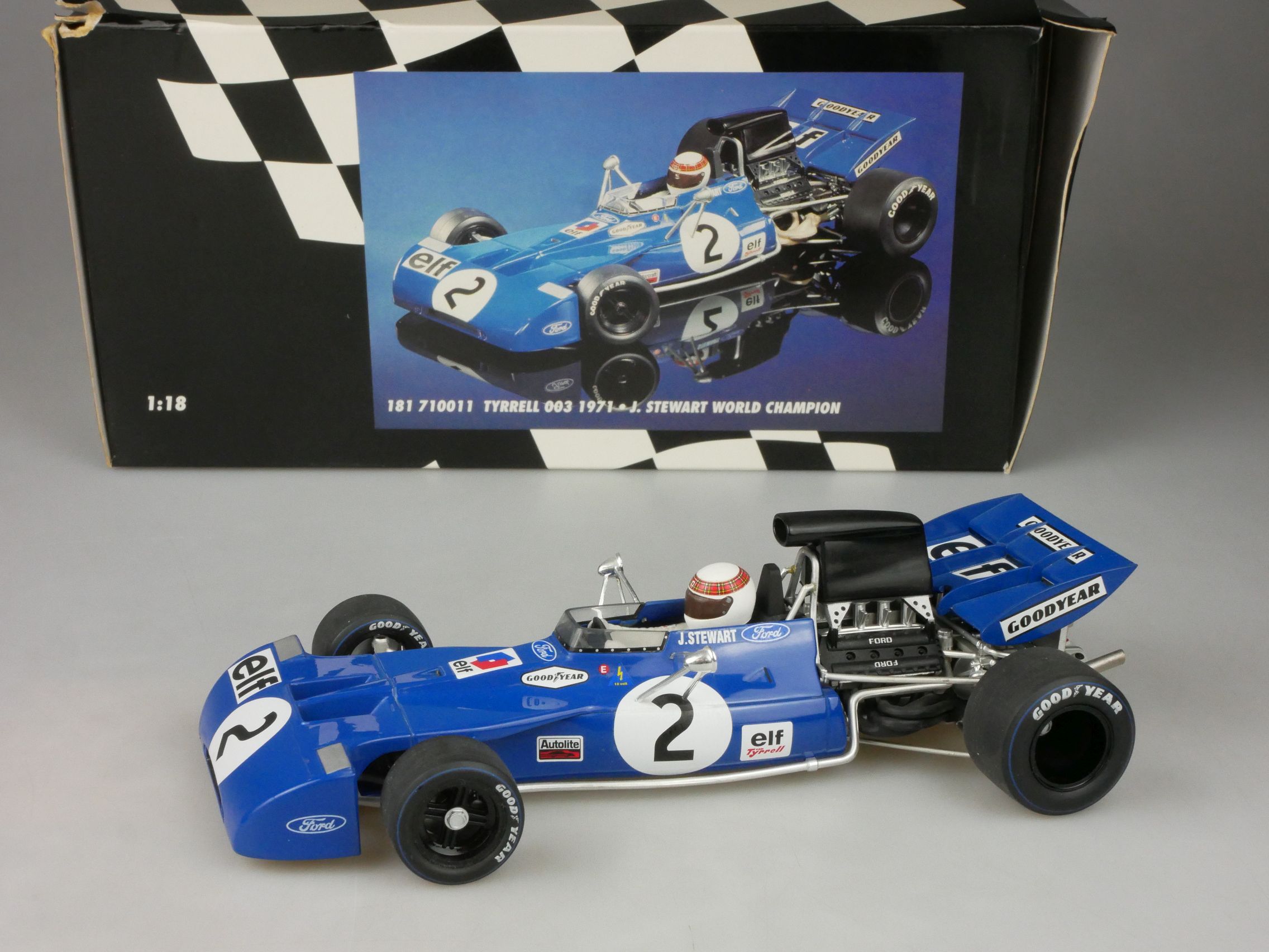 Minichamps F1 1/18 Tyrrell 003 1971 J Stewart World Champ 181710011 Box 126623