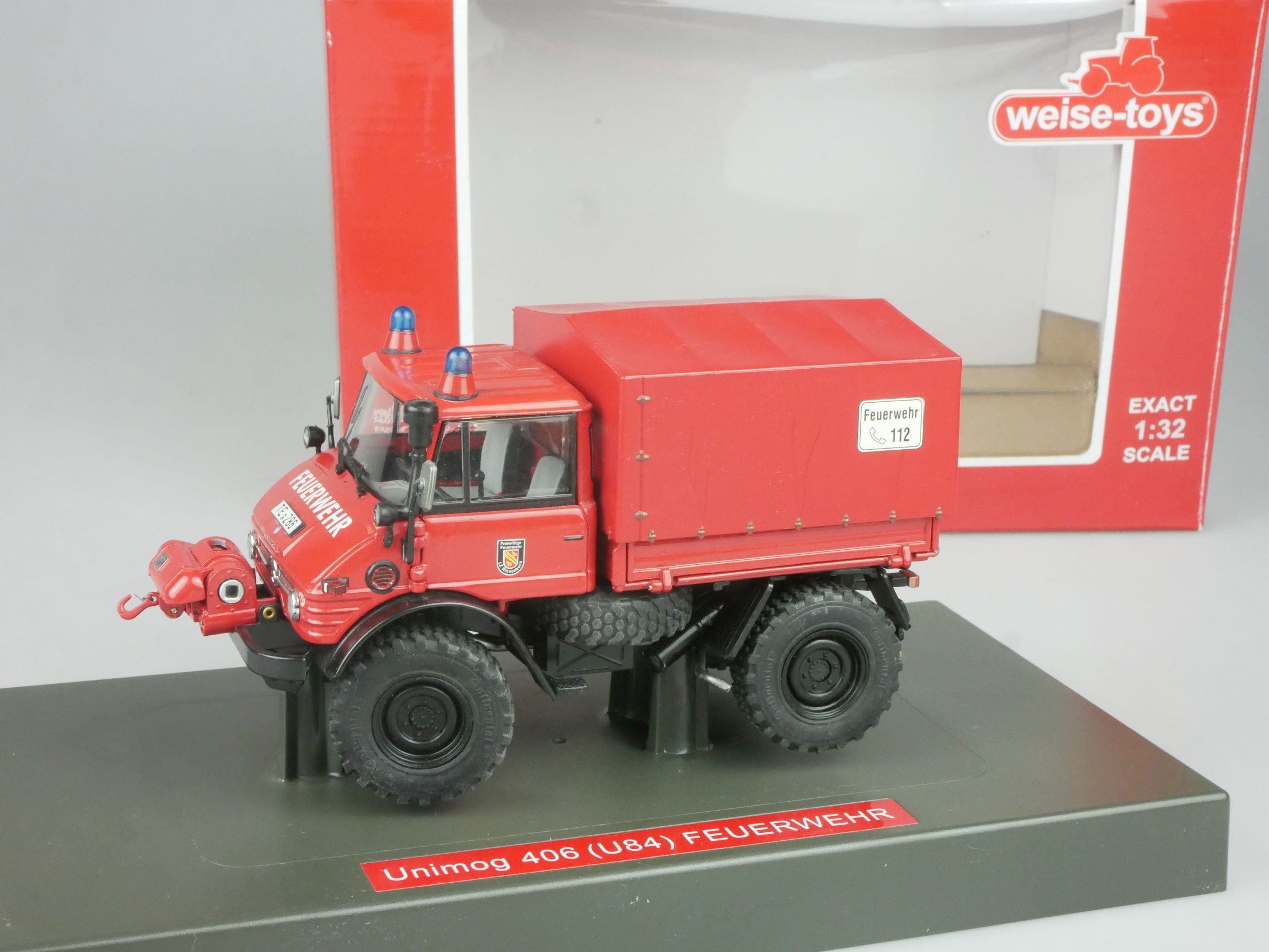 Weise Toys 1/32 Spur 1 1971-1989 Unimog 406 U84 Feuerwehr 2011 Blisterbox 126723